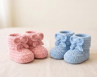 Mönster för virkade babytofflor för nyfödda till 8 månader, enkla tofflor med rosett, nybörjare, virkade unisexskor, pdf, digital nedladdning