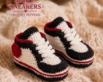 Mönster för virkade höga sneakers för baby: Nyfödd till 8 månader (PDF-nedladdning)