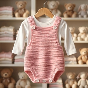 Crochet Baby Romper Pattern Newborn To 12M Cross Back Crochet Dungarees DIY Button Romper Easy Unisex Overall Outfit Digital Download PDF
