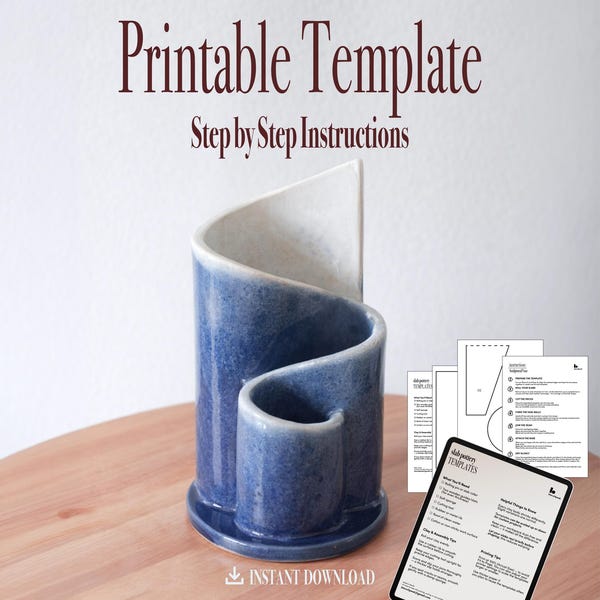 Sculptural Ribbon Vase Organizer Slab Template | Two Piece Ceramic Pattern (PDF Download)