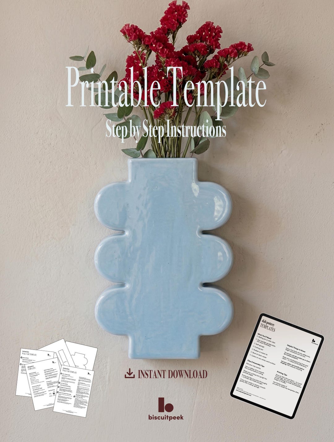 Wall Vase Pottery Slab Template | Handbuilding Ceramic Pattern (PDF ...