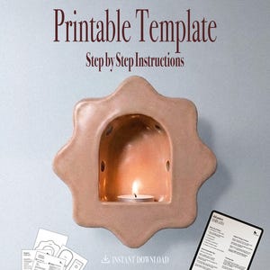 Plantilla para placa de cerámica con forma de aplique floral / Patrón para modelado a mano (Descarga en PDF)