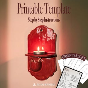 Ceramic Wall Candle Holder Template | Slab Pottery Pattern (PDF Download)