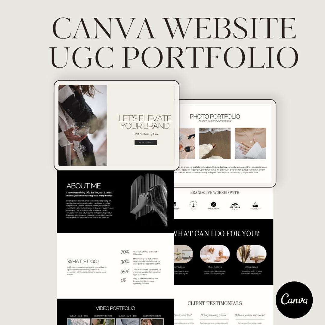 UGC Portfolio Canva Website Template - Editable Personal Portfolio ...