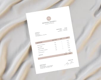 Neutrale factuursjabloon bewerkbaar in canva | Minimale zakelijke factuur, afdrukbaar op A4-formaat | Moderne, schone factureringssjabloon voor freelancers en kleine bedrijven