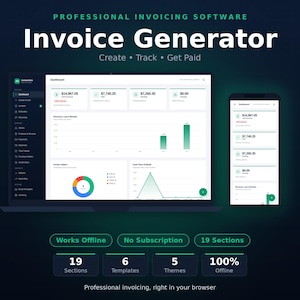Invoice Generator, HTML Invoicing App, Small Business Invoice Tracker, Quote Estimate Maker, Freelancer Billing, Offline, No Subscription