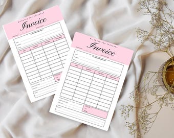 Invulbare factuursjabloon | Roze canvas factuurformulier | Factuur voor kleine bedrijven | Aangepast bestelformulier | Afdrukbare factuur | Direct downloaden