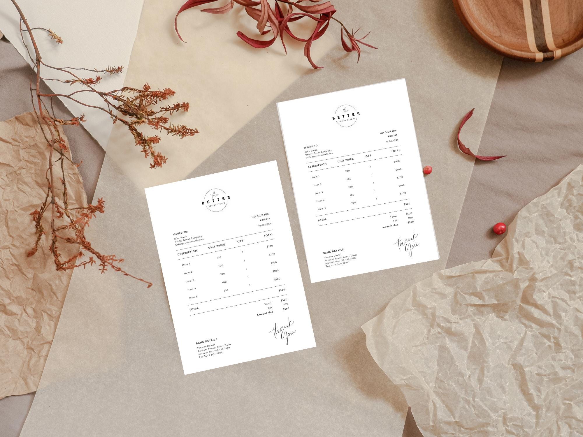 Tax Invoice Template Canva | Editable Business Invoice | VAT Invoice ...