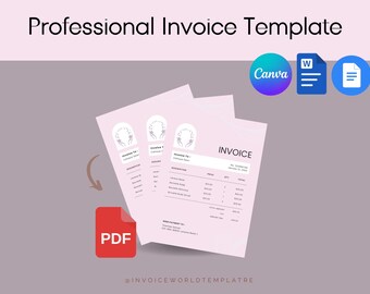 Professional Invoice Template, Editable Business Invoice (Canva, Google Docs, Word), Modern and Professional Invoice, Instant Download