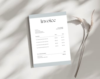 Eenvoudig factuursjabloon | Bewerkbare canva-factuur | Minimalistische factureringssjabloon | Afdrukbare A4-factuur voor kleine bedrijven en freelancers