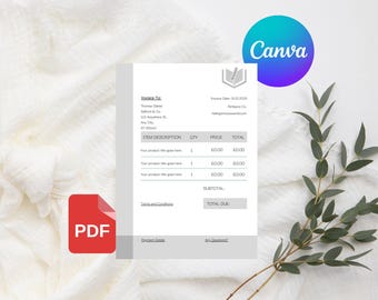 VK-factuursjabloon Canva | Btw-factuur bewerkbaar | Afdrukbare A4-factuursjabloon voor kleine bedrijven, freelancer, professionele factuur
