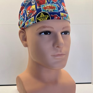 Spiderman/ Spidey Tie-Back Surgical/Theatre Scrub Hat/Cap. UK Handmade