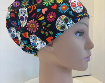 Fiesta Spirits Jersey Fabric Theatre Scrub Cap / Hat.  UK Handmade.