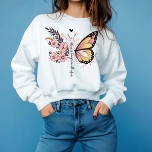 Mariposa floral PNG, diseño de cita mágica, ilustración botánica vintage de mariposa, diseño de sublimación, imágenes prediseñadas imprimibles, arte bohemio