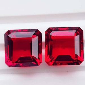 Gift For Wife Ruby Octagon Cut Blood-Red Making For Ring Stone , 21Ct 12x12x9mm 2pc