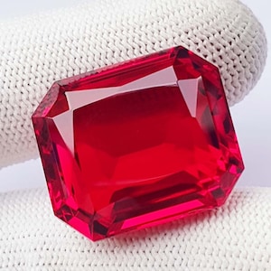 Princess Cut Ruby Fancy Cut Blood-Red, Loose Gemstone Gift For 61Ct (21x24x15mm)