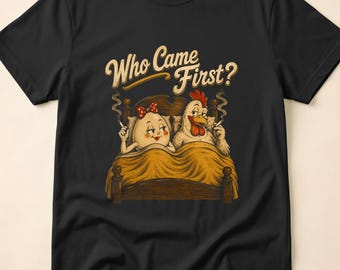 Qui est venu en premier Humour drôle d'oeuf de poule vintage coq poule arrière-cour ferme couple amateur de volaille ferme basse-cour comédie campagnarde