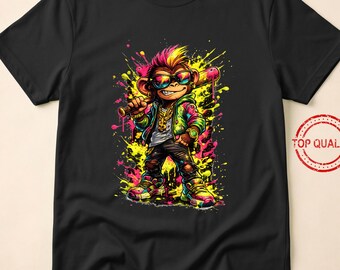 Monkey Baseball Drip Funny Animal Party Sport, Cool Monkey Streetwear Graffiti Art Neon Drip Hype Aesthetic Color Splash Character Design