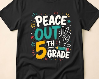 Graduation Shirt Goodbye 5th Grade Retro School Graduation Funny Elementary Student Last Day Celebration Design