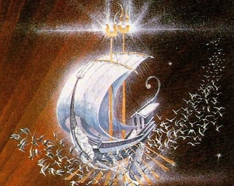 Earendil and Elwing by Roger Garland from The Silmarillion Vintage art-book page