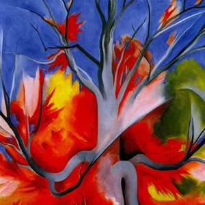 Georgia O'Keeffe print 1927 "Red Maple" Original over-size vintage art book page