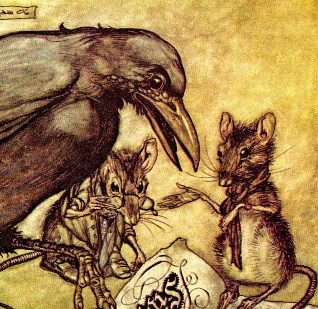 Arthur Rackham Vintage Book Page: Bird and Mice Illustration Peter Pan ...