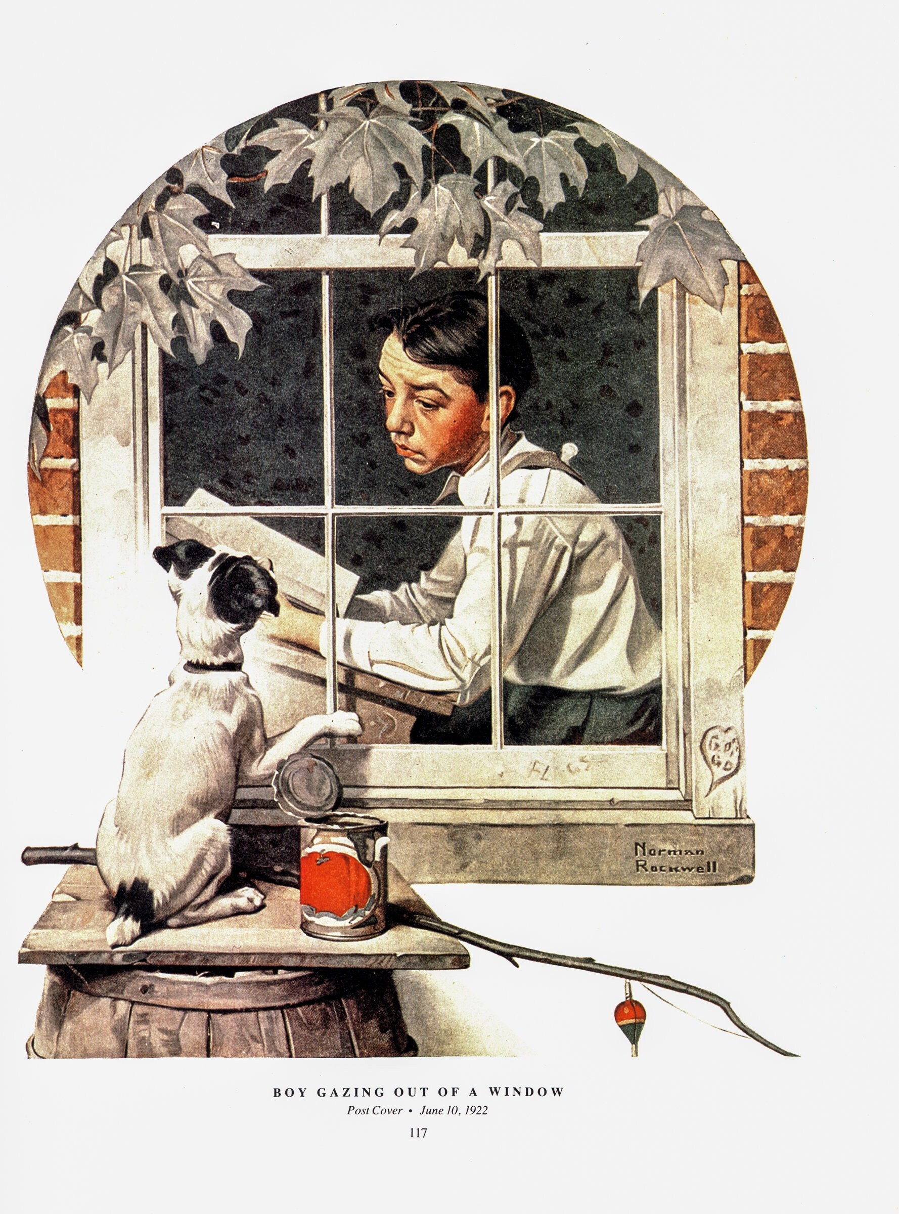 Norman Rockwell Boy & Dog Vintage Art Print - Double-sided Book