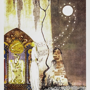 Kay Nielsen 1914 artwork &quot;The Lassie and Her Godmother&quot; Vintage book page FREE SHIPPING