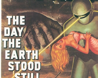 The Day the Earth Stood Still / When Planets Collide Vintage two-sided book page of Movie Posters 10 x 14"