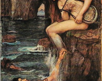 Sirene '70s art book page John William Waterhouse