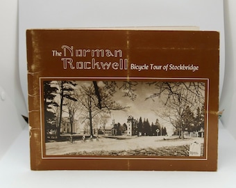 Norman Rockwell vintage book of photo postcards "Bicycle Tour of Stockbridge" First edition 1980 32 removable postcard Sepia Complete