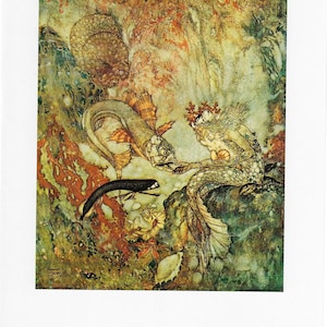Edmund Dulac Little Mermaid Print: Vintage Art Book Page