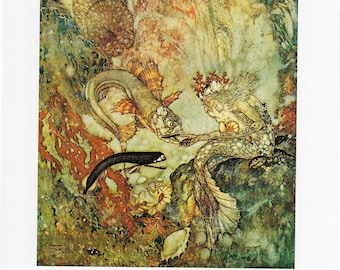 Edmund Dulac Little Mermaid Print: Vintage Art Book Page