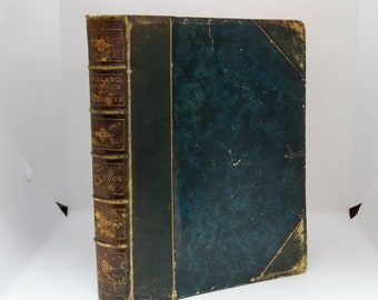 England Picturesque and Descriptive 1882 Antique leather covered book with gilt edges 470+ illustrations