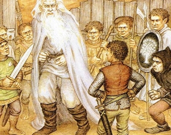 The Scouring of the Shire by Inger Edelfeldt from Return of the Shadow Vintage art-book page