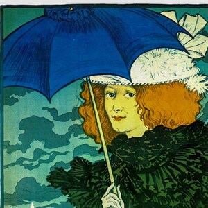 Eugene Grasset &quot;Le Parasol&quot; Vintage art book page