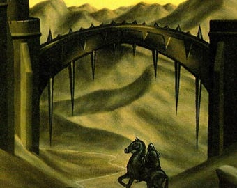 Barad-Dur by Tony Galuidi from The Fellowship of the Ring Vintage art-book page