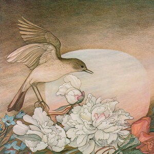 Nightingale Vintage Art Book Page: Hans Christian Andersen Illustration