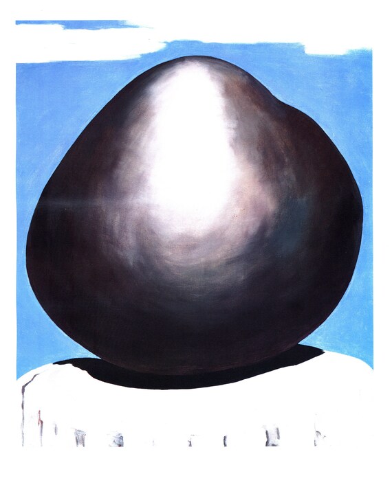 Georgia O'Keeffe print 1972 Black Rock with Blue | Etsy