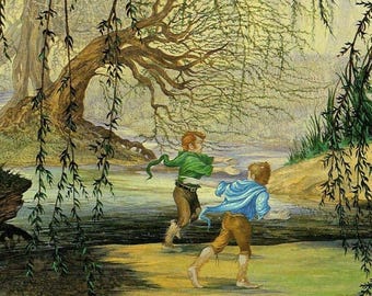 Tom Bombadil by Roger Garland from The Fellowship of the Ring Vintage art-book page