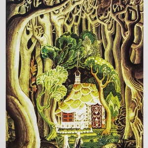 Arts & Crafts illustration Kay Nielsen [1924] &quot;The cottage was built of bread and cake.&quot; Hansel and Gretel Brothers Grimm FREE SHIPPING