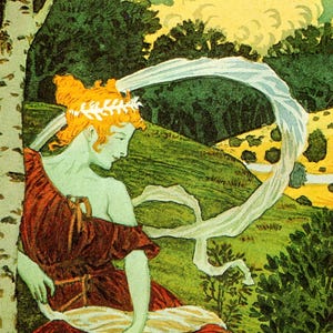 Eugene Grasset &quot;Dans les Bois&quot; Vintage art book page