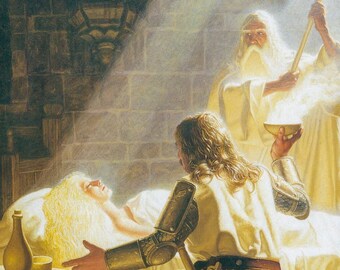 Greg & Tim Hildebrandt "The Healing of Eowyn" Vintage art book page Original work published in 1977