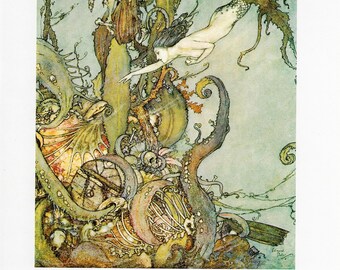 T-shirt La Petite Sirène - Illustration Vintage Edmund Dulac 1911 - Unisexe - Neuf