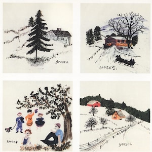Grandma Moses Vintage book page print Ceramic tiles 1951-52