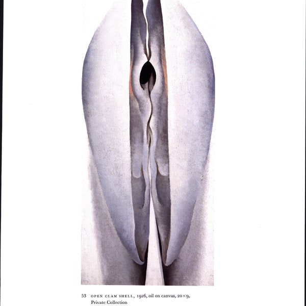 Georgia O'Keeffe vintage art book plate [1926/27] "Open Clam Shell / Black Abstraction" Wall hanging