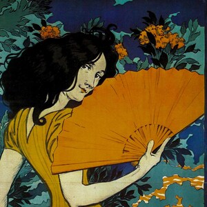 Eugene Grasset &quot;L&#39;Eventail&quot; Vintage art book page