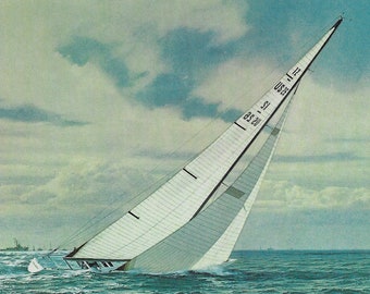 Yacht Courageous Vintage book page maritime print Carl G. Evers Winning the America Cup 1974