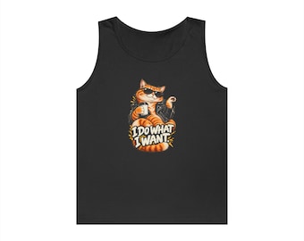 Funny Cat Tank Top, I Do What I Want Shirt, Orange Cat Coffee Lover Gift
