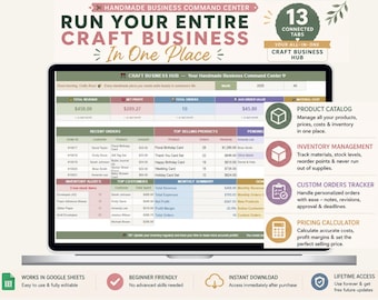 Handmade Business Spreadsheet | Etsy Seller Tracker, Inventory, Pricing (Google Sheets)